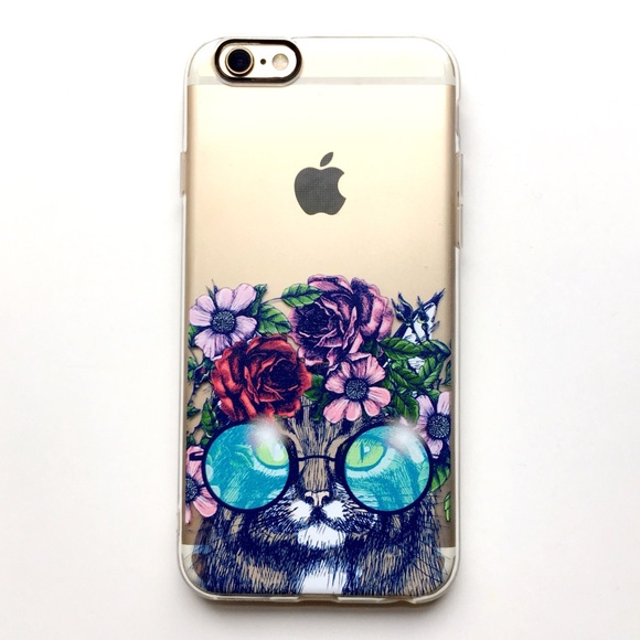 NEW iPhone 7/7+/8/8+ Case Hipster Floral Cat - Picture 2 of 5